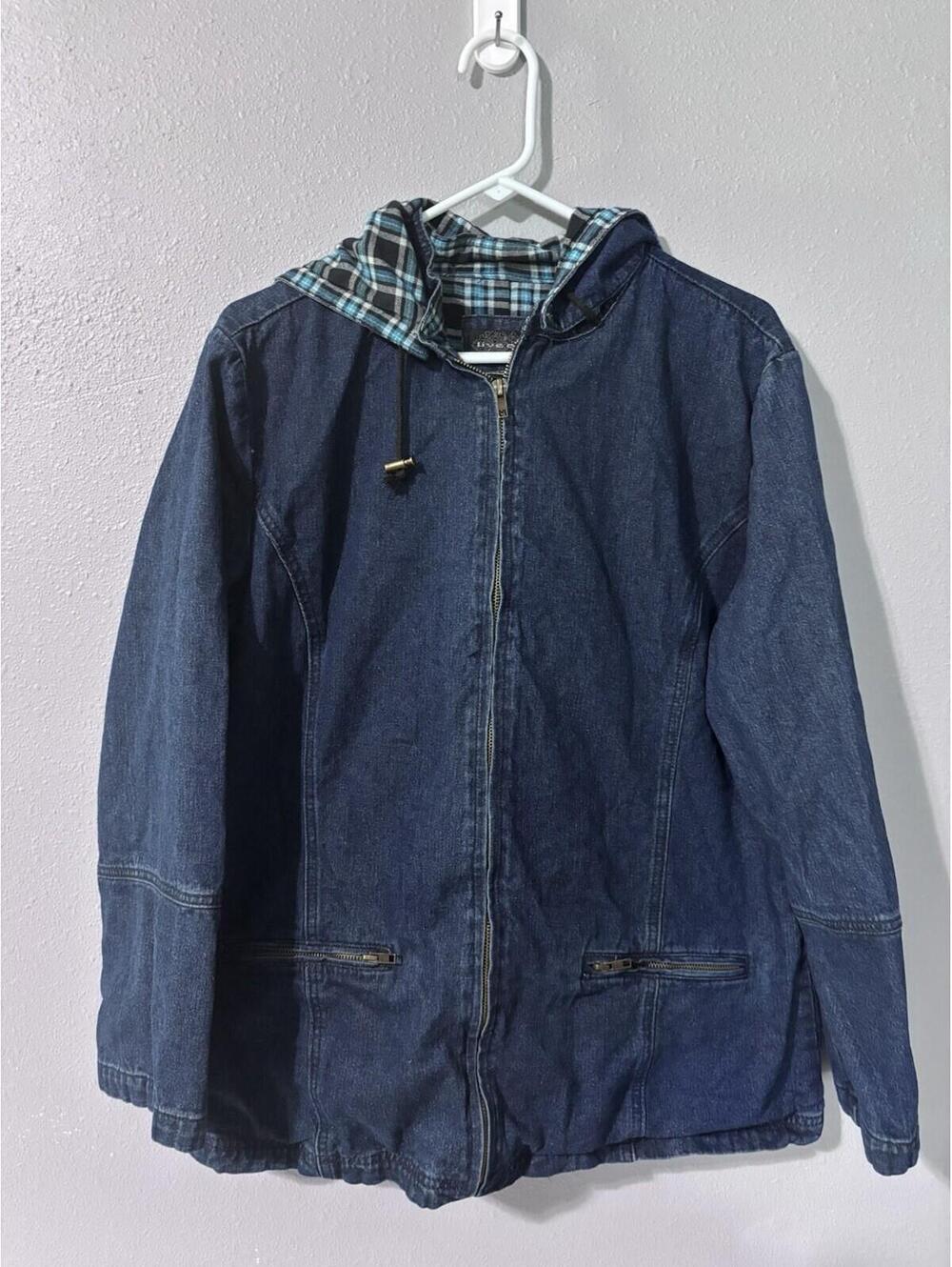Live A Little Denim Lined Jacket Size Large Barn Coat Chore Jacket